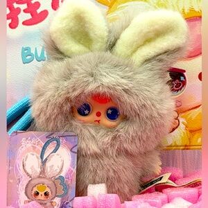Baby Three Super Mini Bunny Plush – Letter E-Opened Blind Box w/ Box & Card
